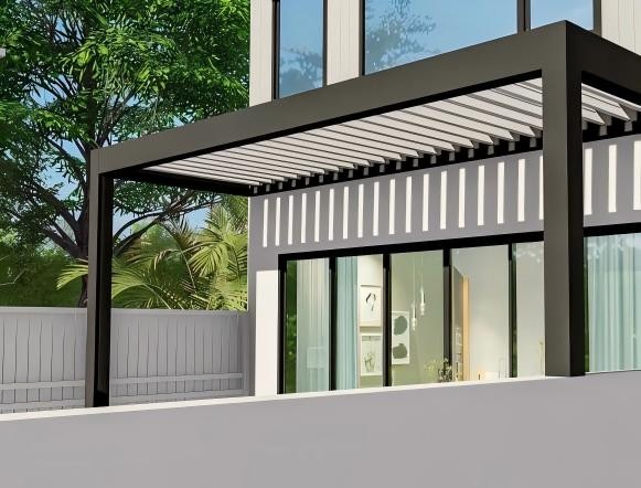 Decorative Gutter Motorized Aluminum Pergola factory